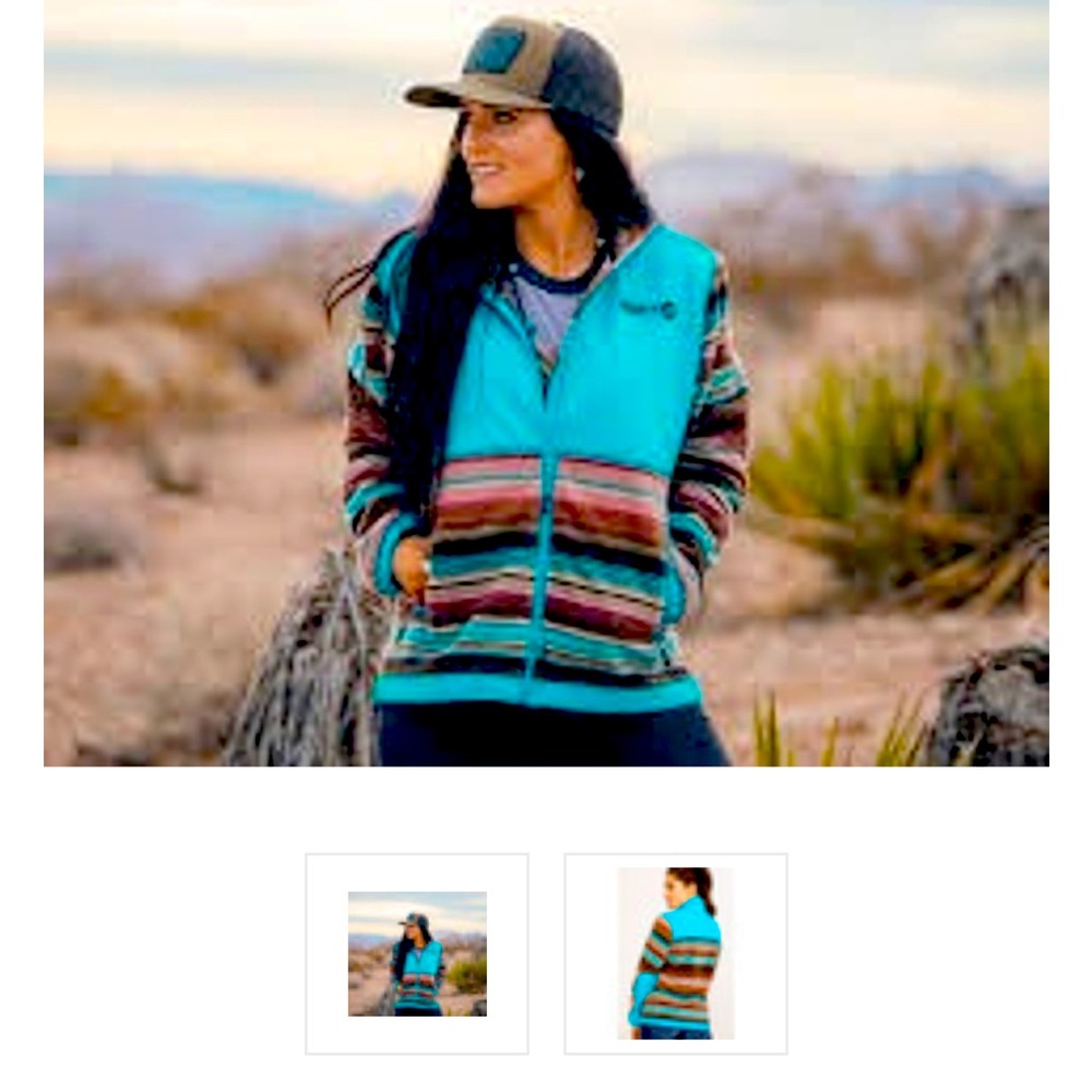 BRAND NEW WITH TAGS Hooey women’s tech jacket Turquoise with serape print fleece
